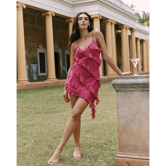 Abercrombie & Fitch Dresses & Skirts - Abercrombie & Fitch Women's All Over Ruffle dress Pink Size Medium Tall